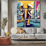 Painting by Numbers Colorful Elephant in New York 5-Panel