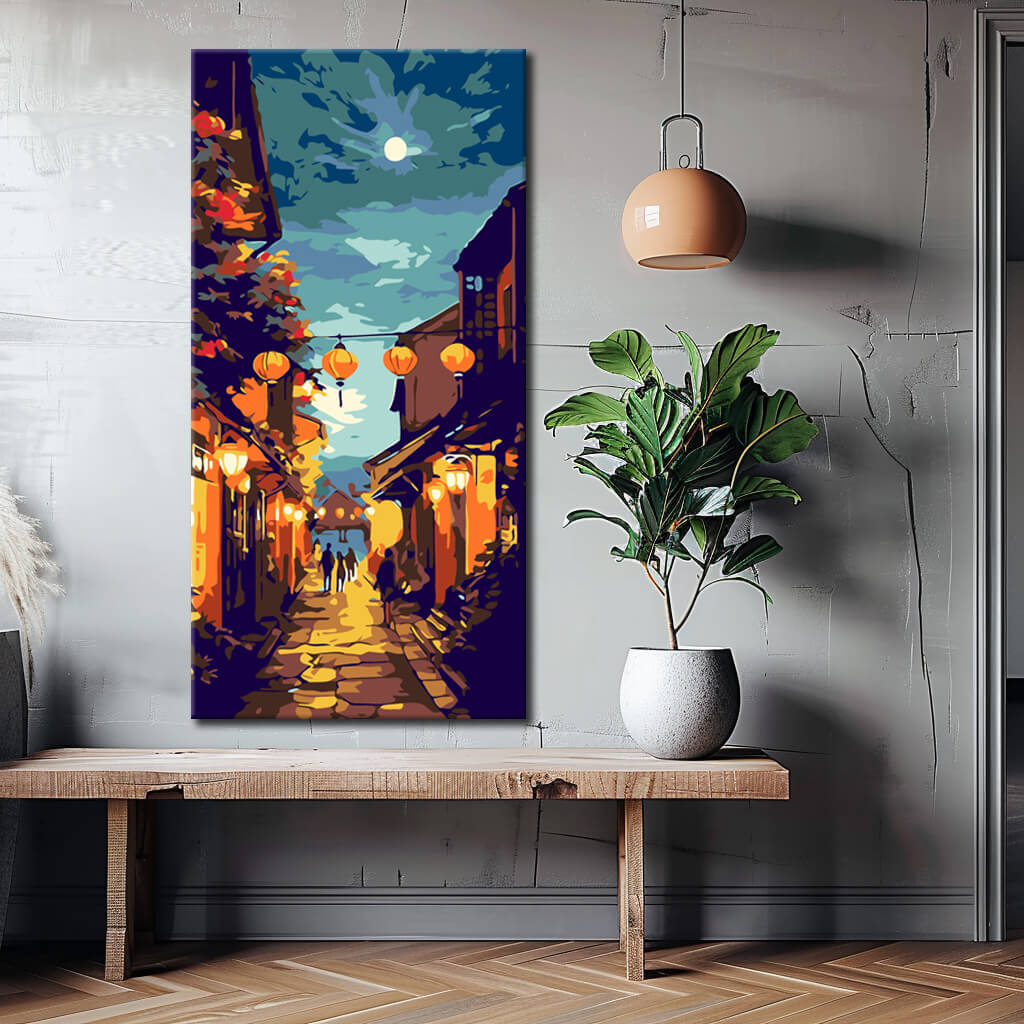 Painting by numbers Asia Chinese lanterns in the evening