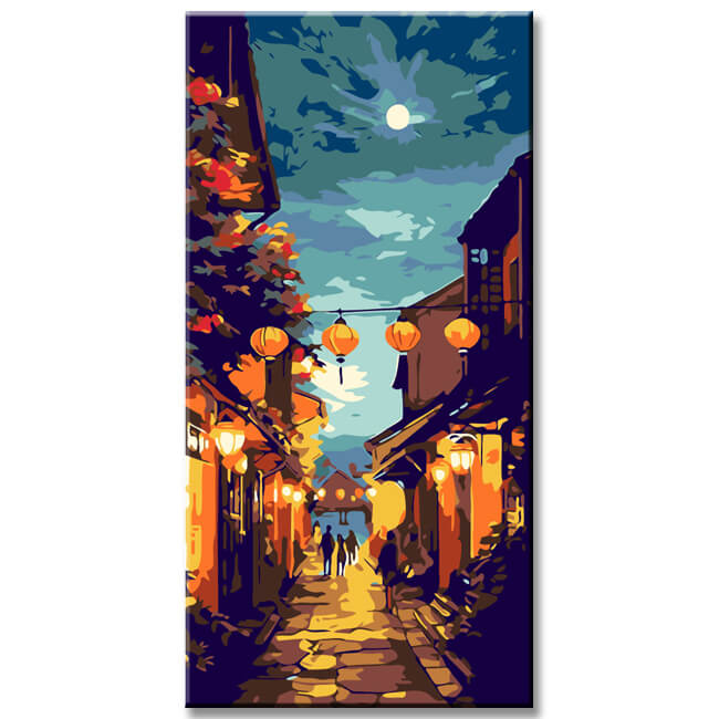 Painting by numbers Asia Chinese lanterns in the evening
