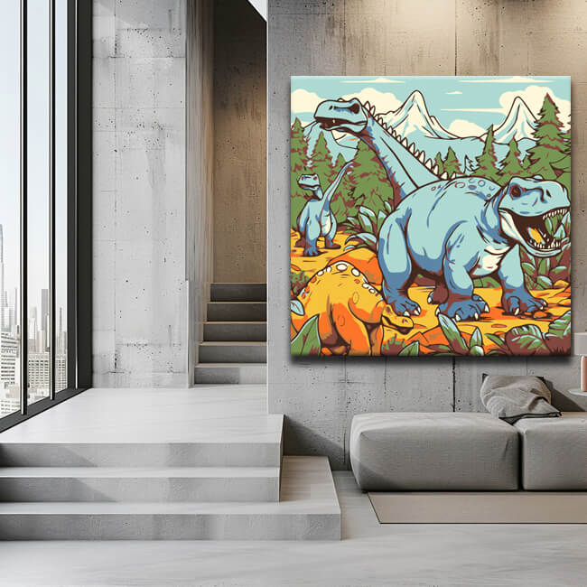 Painting by numbers for children: Dinosaurs in the park