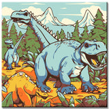 Painting by numbers for children: Dinosaurs in the park