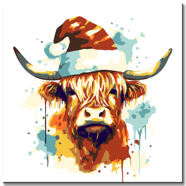 Paint by Numbers Bull with Hat
