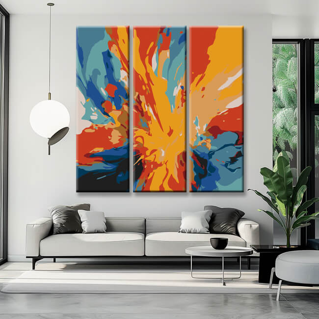 Paint by Numbers Painting Sun Storm - 3-Panel