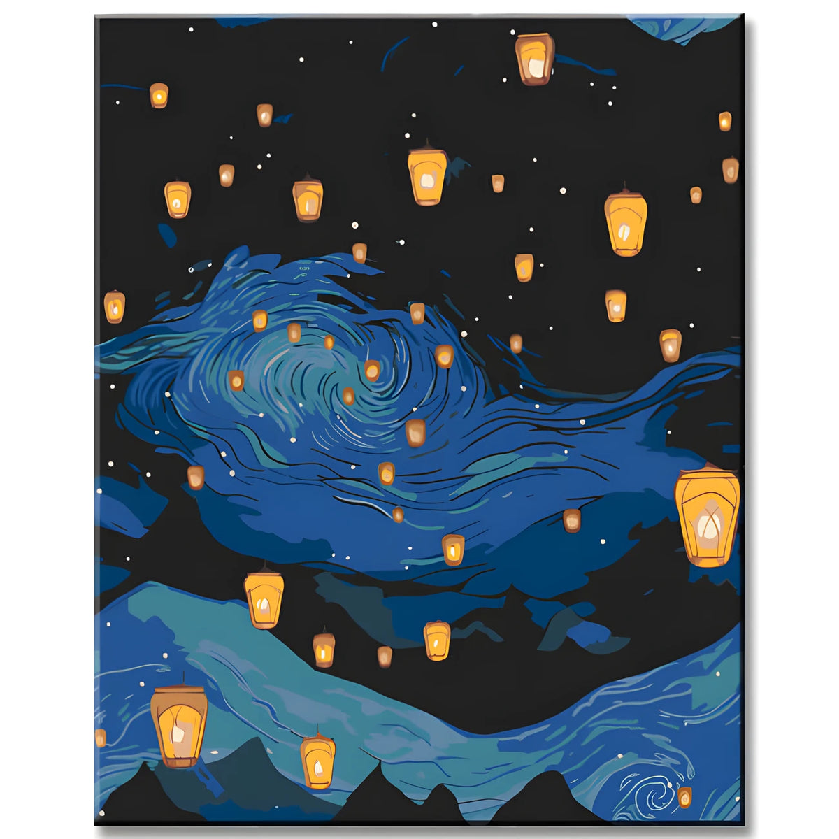 Night with Sky Lanterns - Paint by Numbers