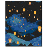 Night with Sky Lanterns - Paint by Numbers