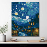 Modern city silhouette - painting by numbers