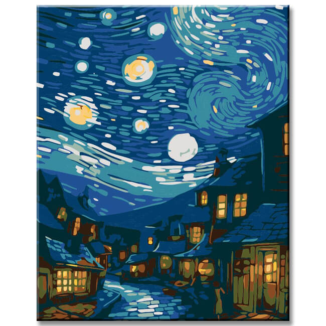 Modern city silhouette - painting by numbers