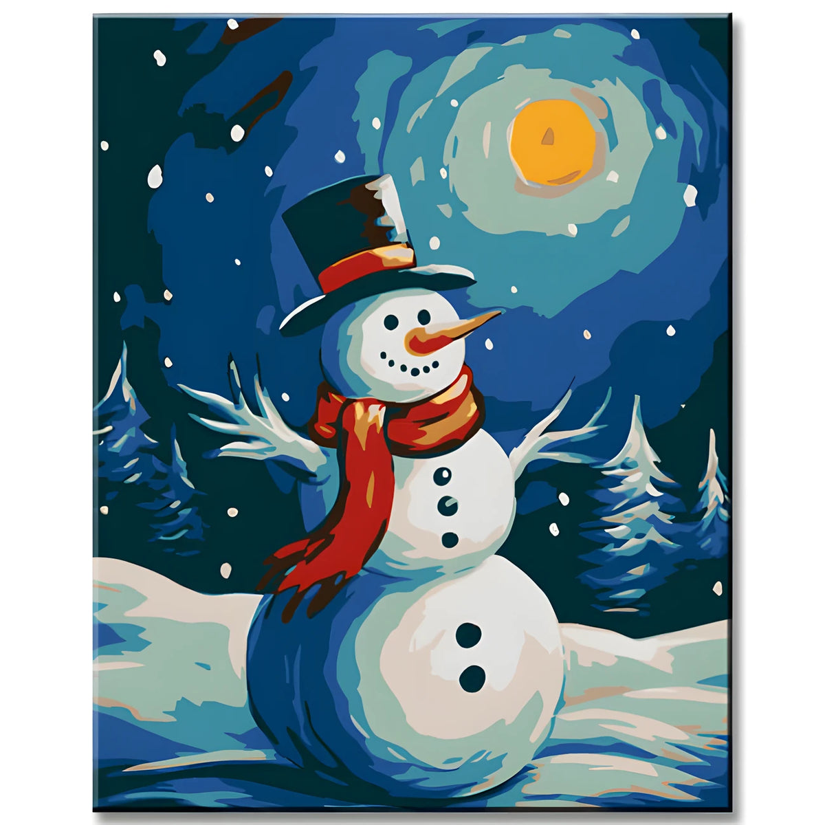Paint by Numbers for Kids - The Snowman in Moonlight