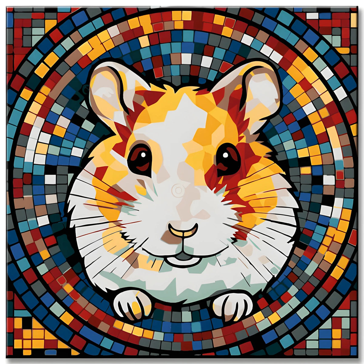 Hamster in Mosaic Style Painting by Numbers