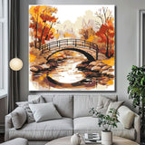 Painting by numbers bridge in landscape