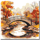 Painting by numbers bridge in landscape