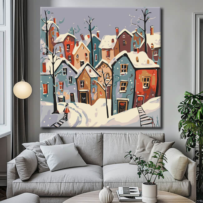 Paint by numbers winter village