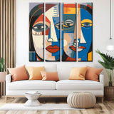 Paint by Numbers Cubism Face Painting 4-Panel