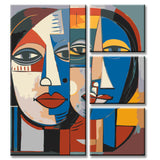 Painting by Numbers Cubism Faces 4-Panel