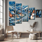 Painting by Numbers Winter Snow Village 5-Panel