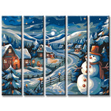 Painting by Numbers Snow Village 5-Panel