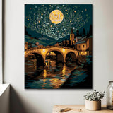 Romantic night bridge - painting by numbers