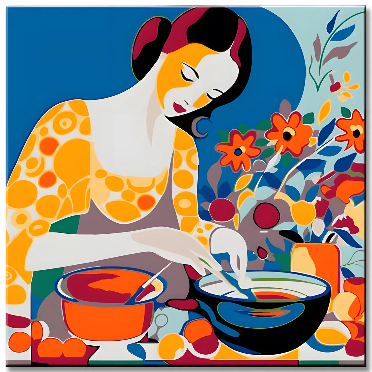 Young Woman Cooking Painting by Numbers