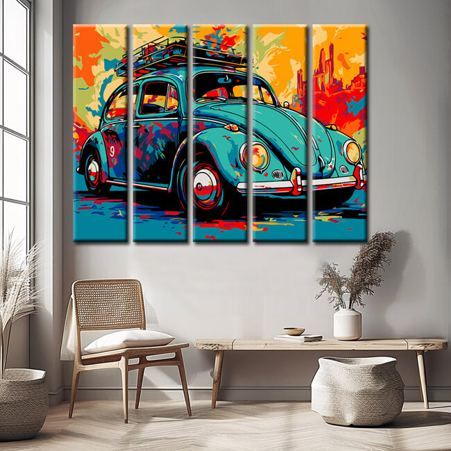 Painting by Numbers Illustration VW Beetle 5-Panel
