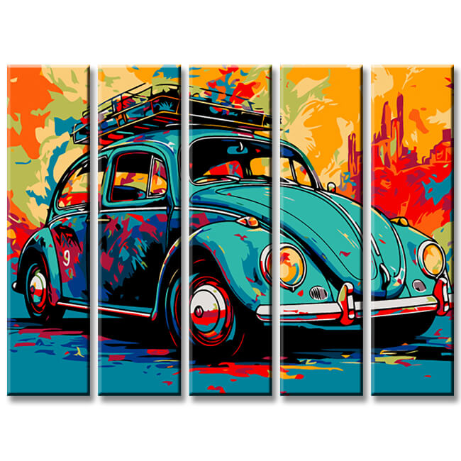 Painting by Numbers Illustration VW Beetle 5-Panel