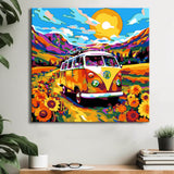 VW Bulli Flower Power Painting by Numbers