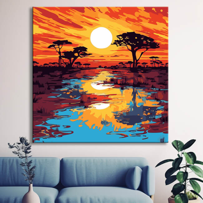 Savannah Sunset Painting by Numbers