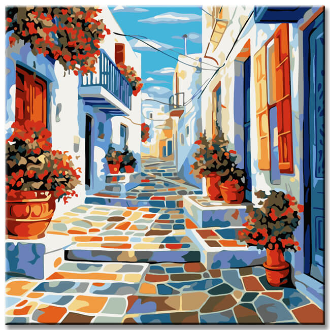 Old Town Alley Greece Painting by Numbers