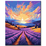 Lavender Fields Sunset Painting by Numbers