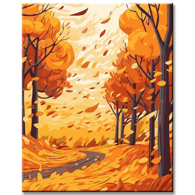 Autumn Mood Tree Alley Painting by Numbers