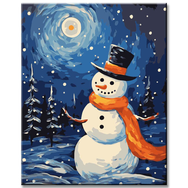 Winter Snowman Painting by Numbers
