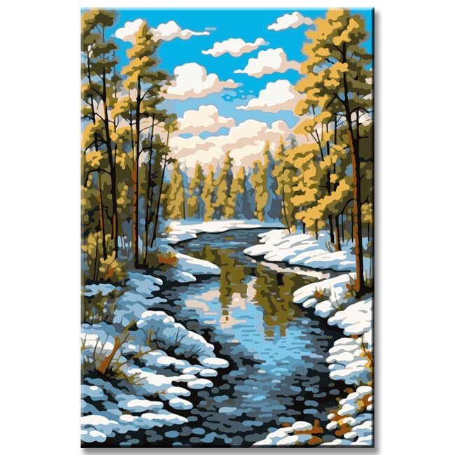 Tree Landscape in Winter Painting by Numbers