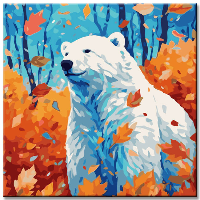 Polar Bear in Autumn Painting by Numbers