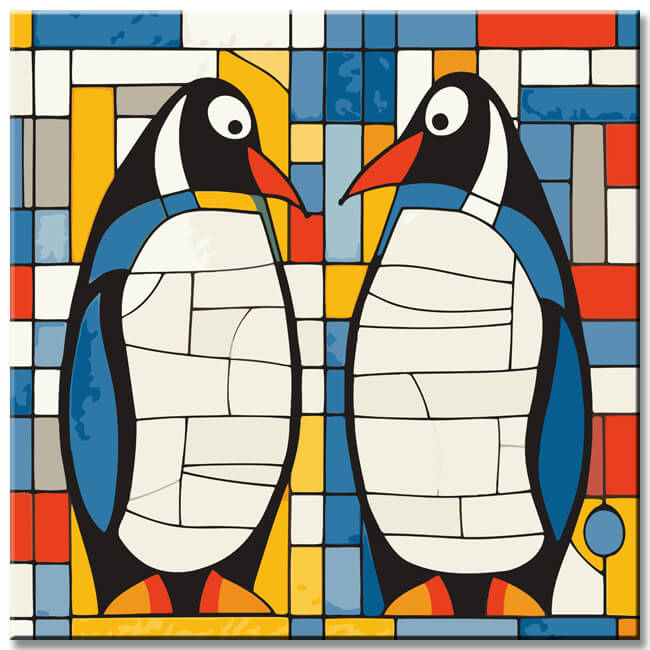 Penguins Mosaic Painting by Numbers