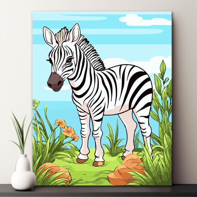 Small Zebra Children's Motif Painting by Numbers