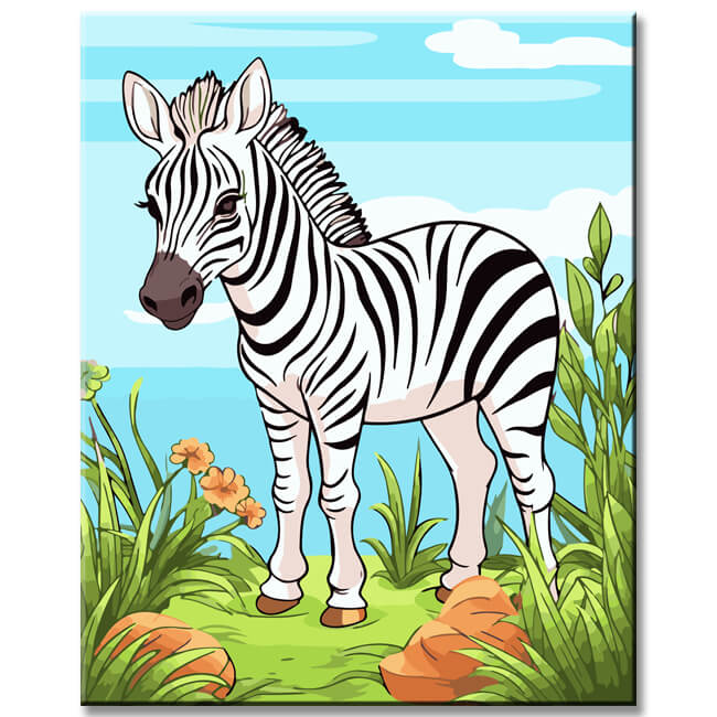 Small Zebra Children's Motif Painting by Numbers