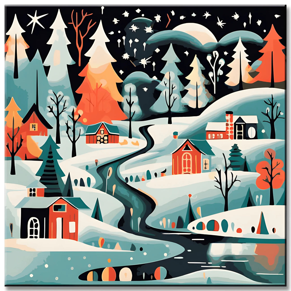 Winter Village Paint by Numbers