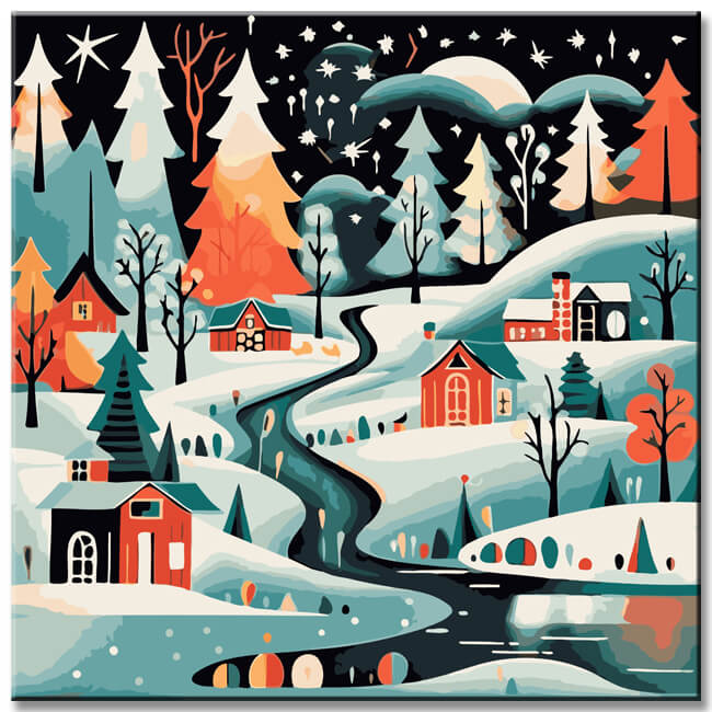Winter Village Paint by Numbers