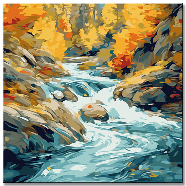River Landscape Painting by Numbers