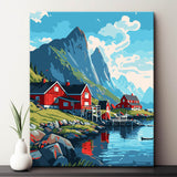 Norway Village Landscape Painting by Numbers