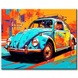 VW Beetle Modern Art Painting by Numbers
