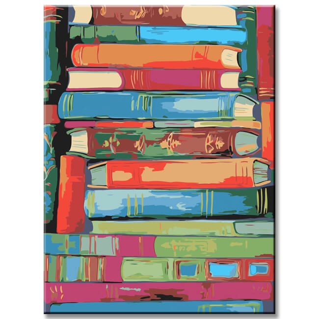 Stacked Books Art Painting by Numbers