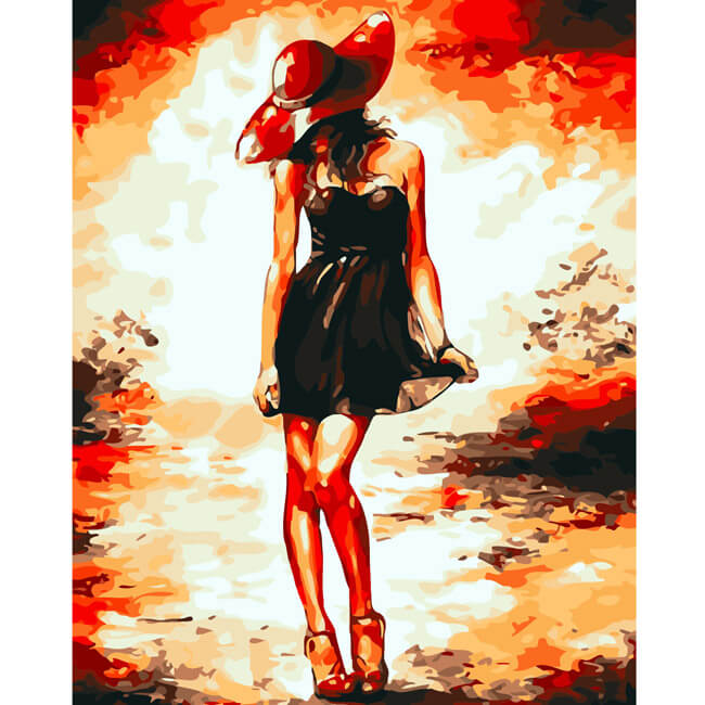 Painting by numbers woman by the sea