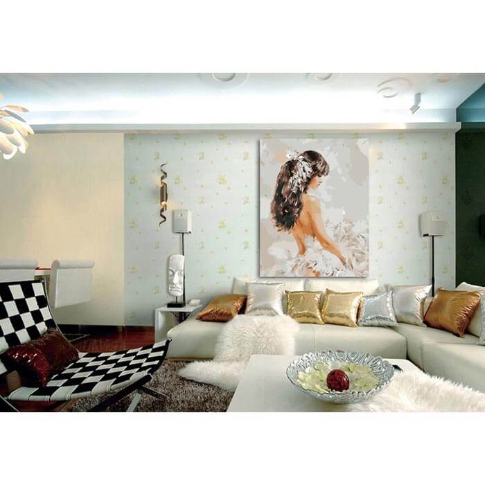 Painting by numbers girl in white