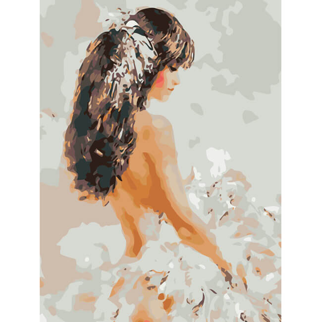 Painting by numbers girl in white