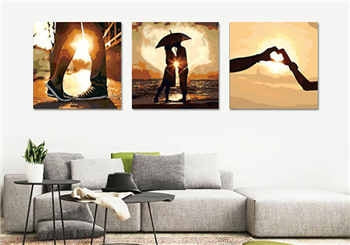 Painting by Numbers Triptych Expression of Love in The Sunset