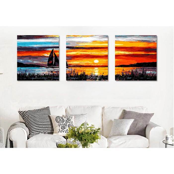 Painting by Numbers Sailing Boat in The Sunset - 3-Panel