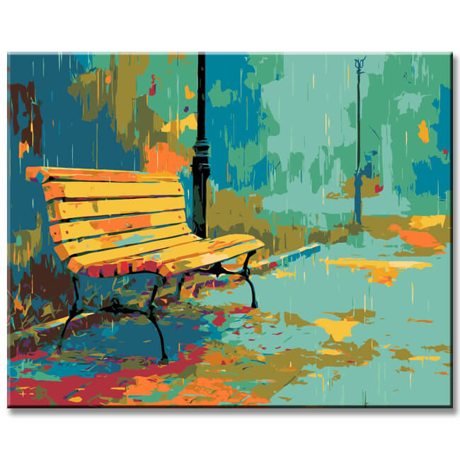 Painting by Numbers Pictures Bench in The Rain