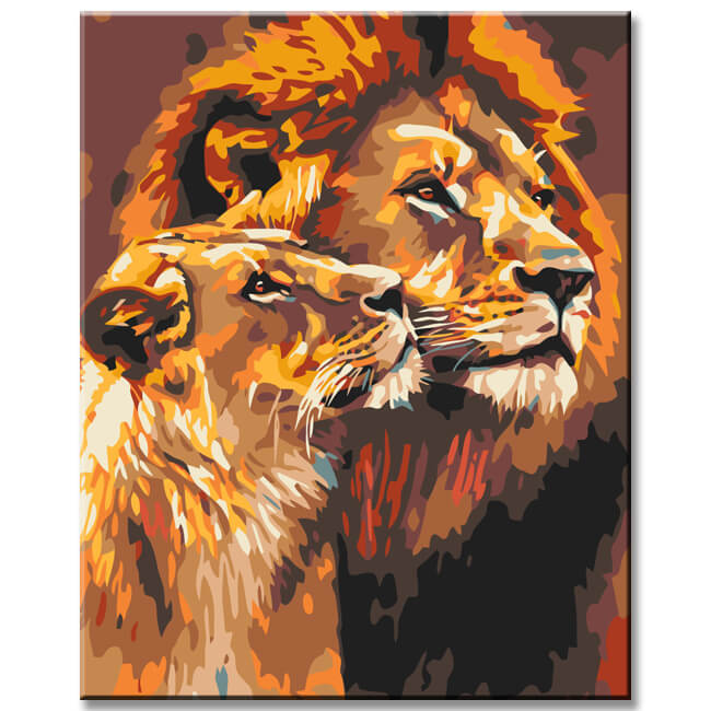 Painting by Numbers Animals Lions Couple