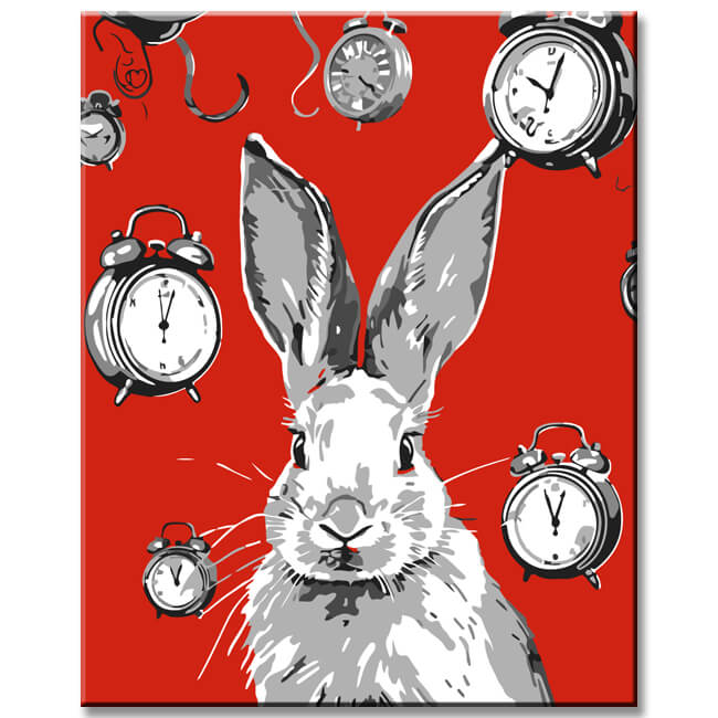 Painting by Numbers White Rabbit with Clocks