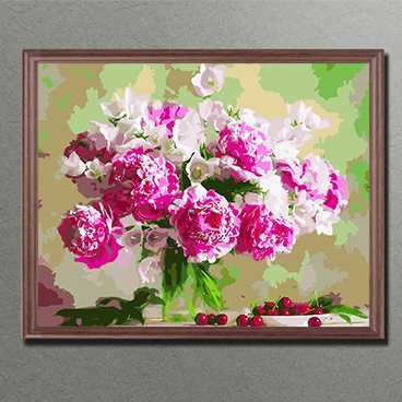 Painting by Numbers White Pink Bouquet of Flowers